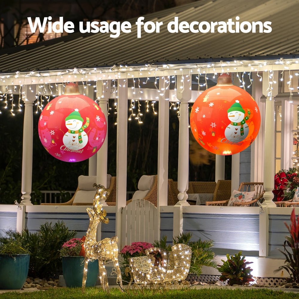 60cm Inflatable LED Christmas Snowman Bauble Decoration - Red - Homecoze
