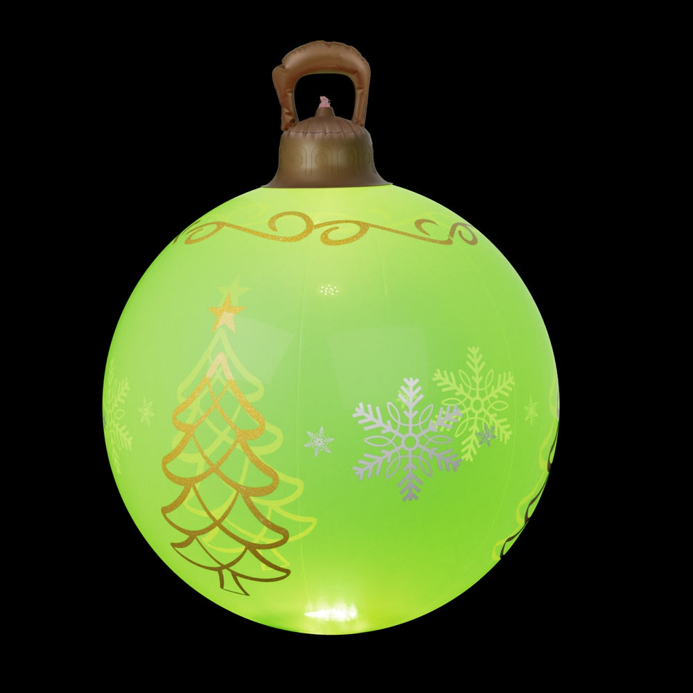 60cm Inflatable LED Christmas Bauble Decoration - Green - Homecoze