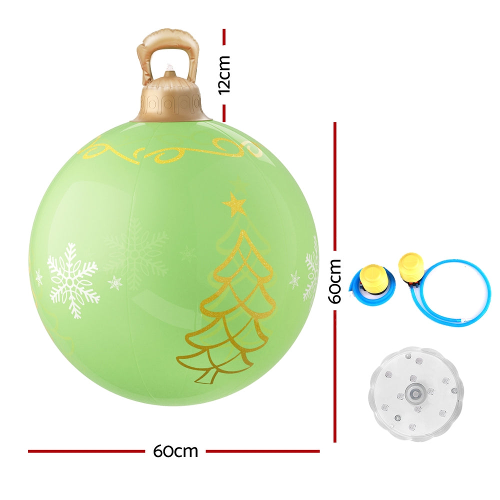 60cm Inflatable LED Christmas Bauble Decoration - Green - Homecoze