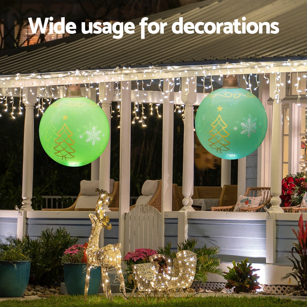 60cm Inflatable LED Christmas Bauble Decoration - Green - Homecoze
