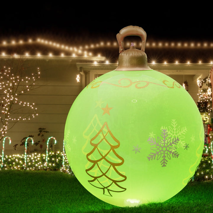 60cm Inflatable LED Christmas Bauble Decoration - Green