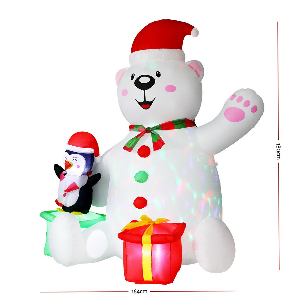 1.8M Christmas Bear & Penguin LED Inflatable - Homecoze