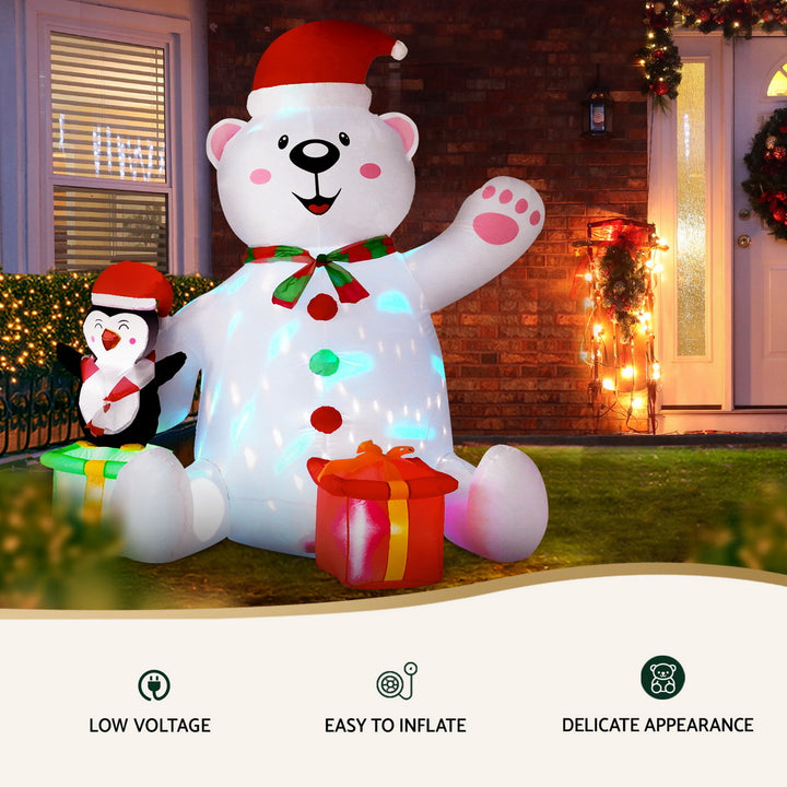 1.8M Christmas Bear & Penguin LED Inflatable - Homecoze