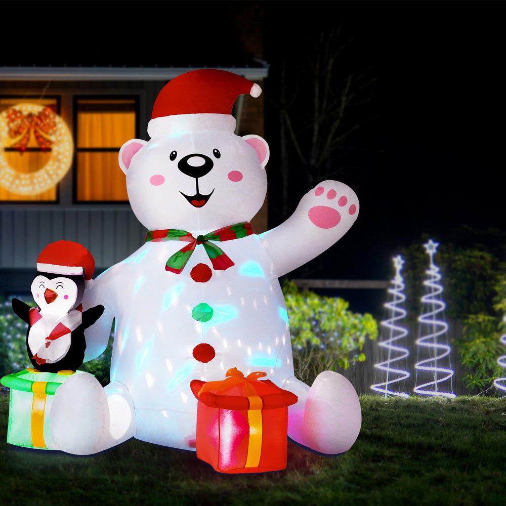 1.8M Christmas Bear & Penguin LED Inflatable - Homecoze