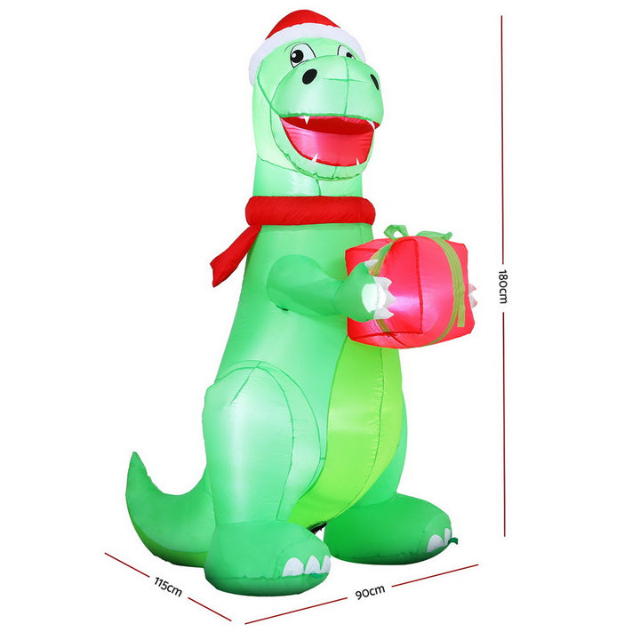 1.8M Festive Dinosaur LED Christmas Inflatable - Homecoze