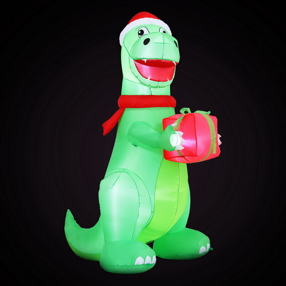1.8M Festive Dinosaur LED Christmas Inflatable - Homecoze