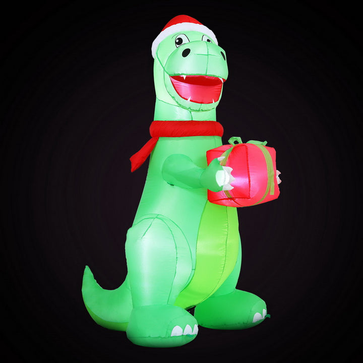 1.8M Festive Dinosaur LED Christmas Inflatable - Homecoze