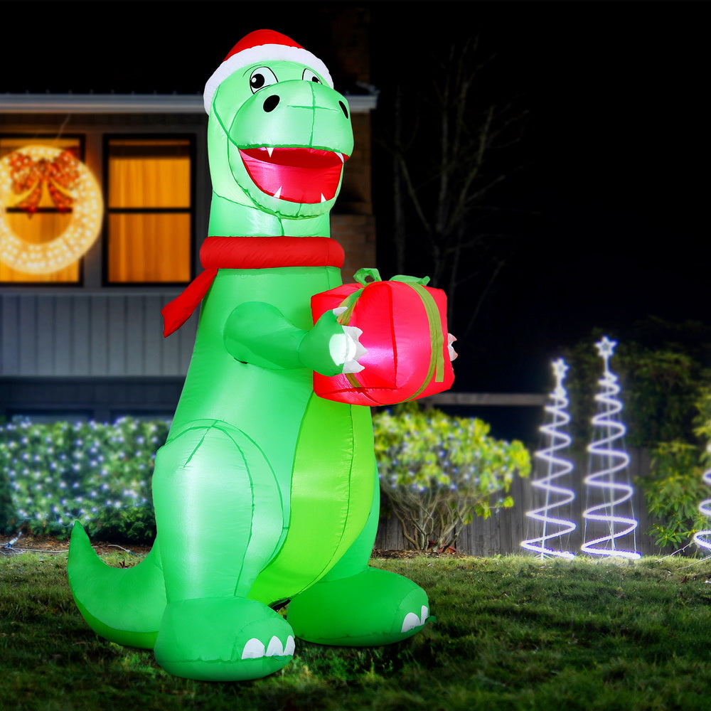 1.8M Festive Dinosaur LED Christmas Inflatable - Homecoze