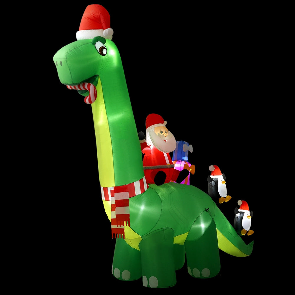 3.8m Santa Riding a Dinosaur Christmas Inflatable - Homecoze