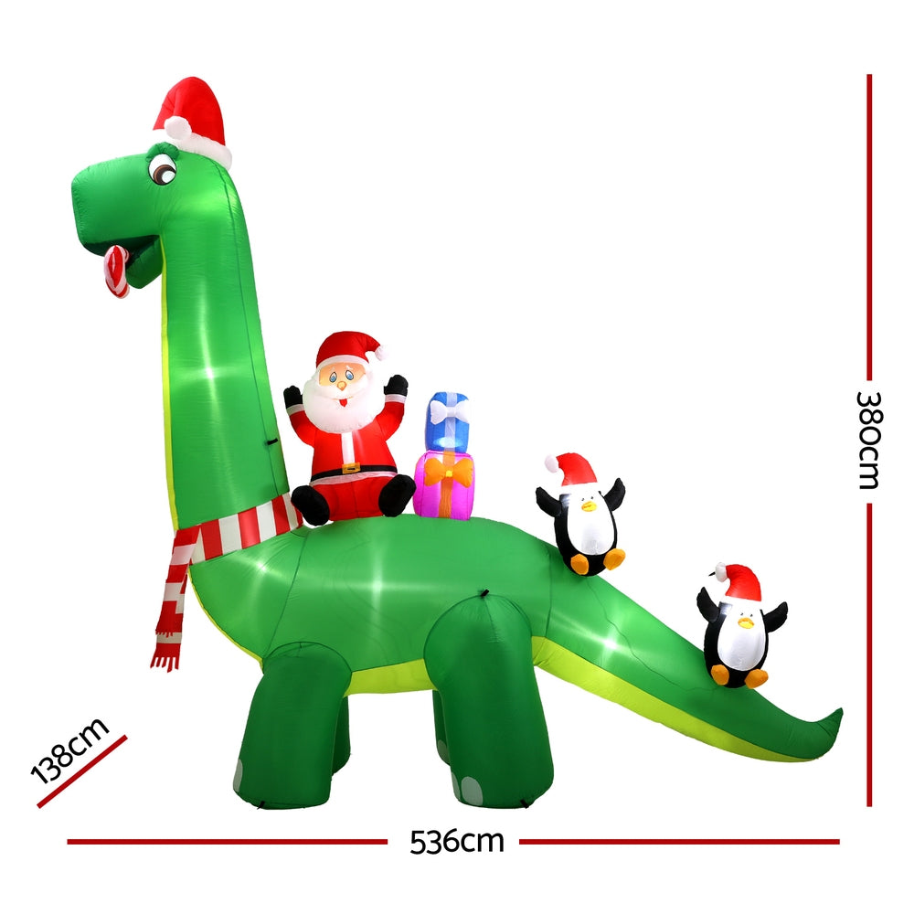 3.8m Santa Riding a Dinosaur Christmas Inflatable - Homecoze