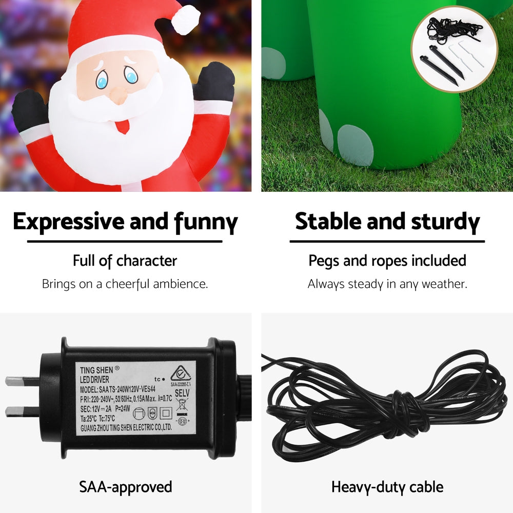 3.8m Santa Riding a Dinosaur Christmas Inflatable - Homecoze