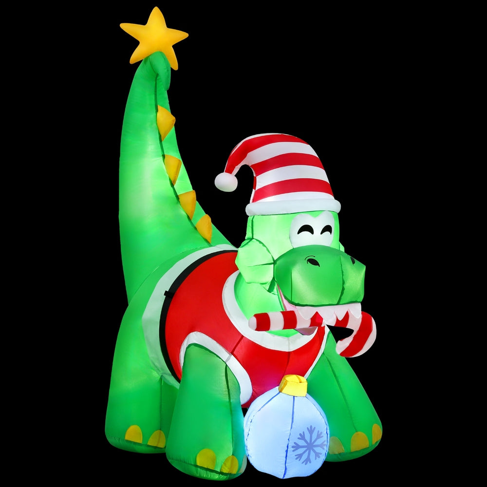 Jingle Jollys Christmas Inflatable Dinosaur 1.86M Height LED Decorations Illuminated - Homecoze