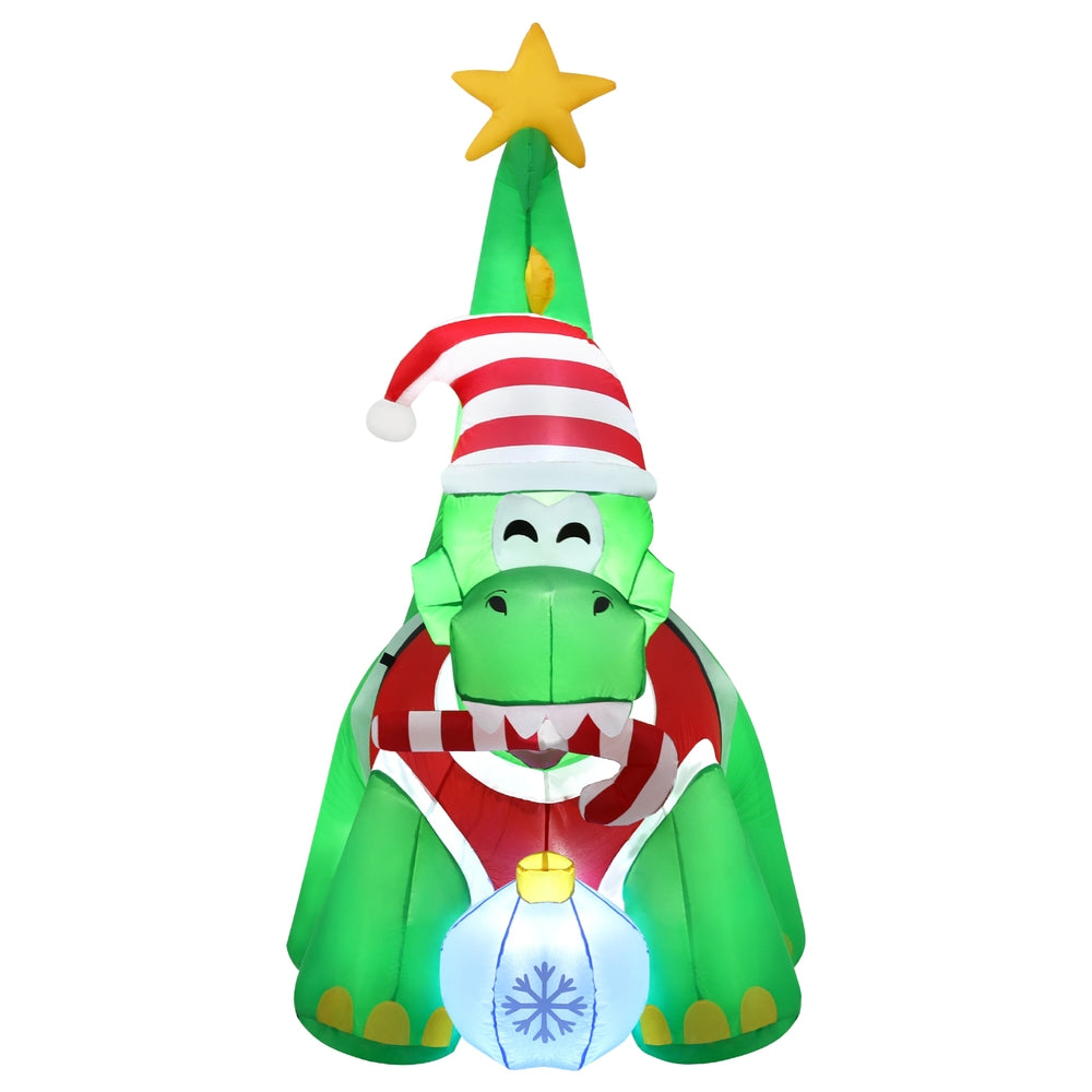 Jingle Jollys Christmas Inflatable Dinosaur 1.86M Height LED Decorations Illuminated - Homecoze