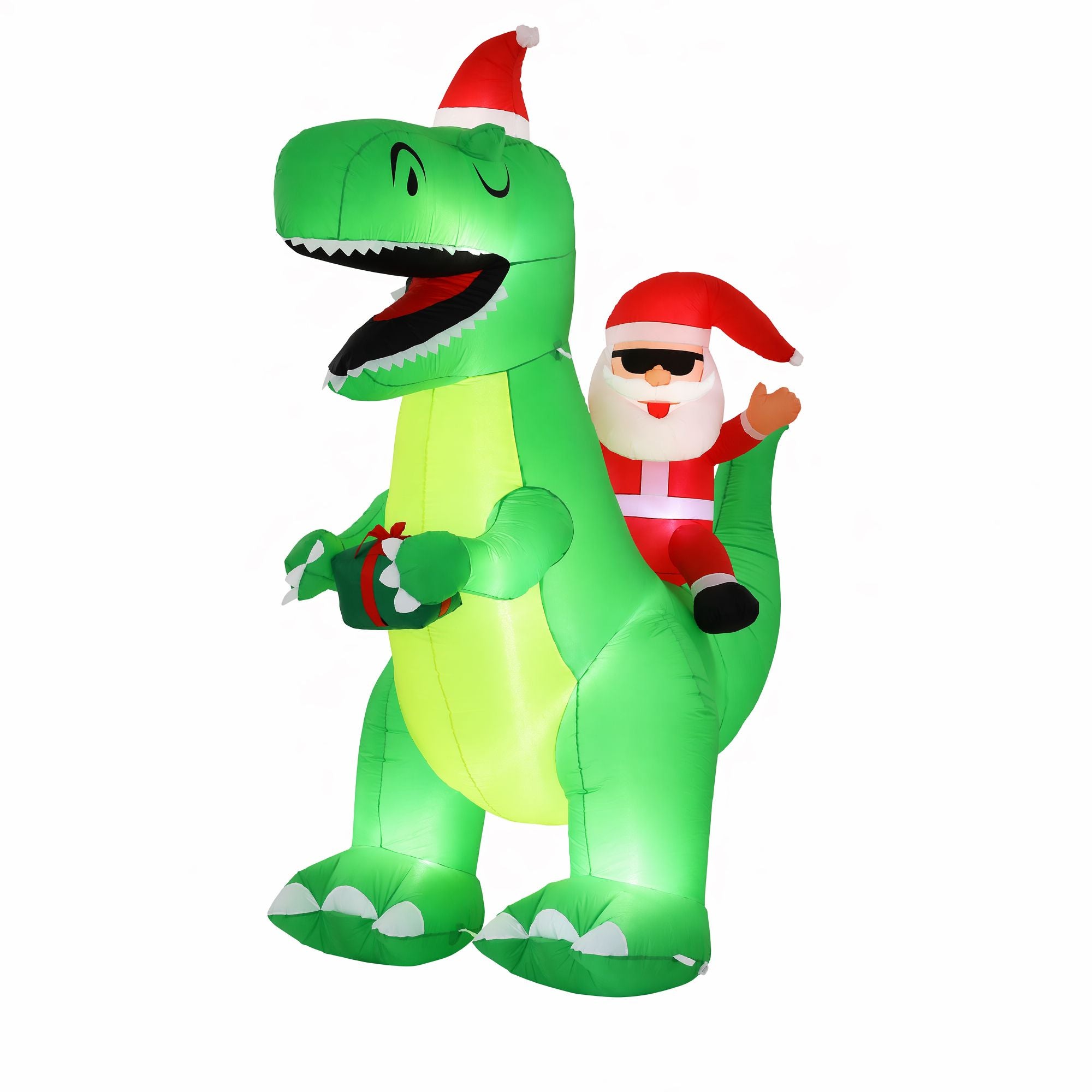 2.5m Festive Dinosaur LED Christmas Inflatable