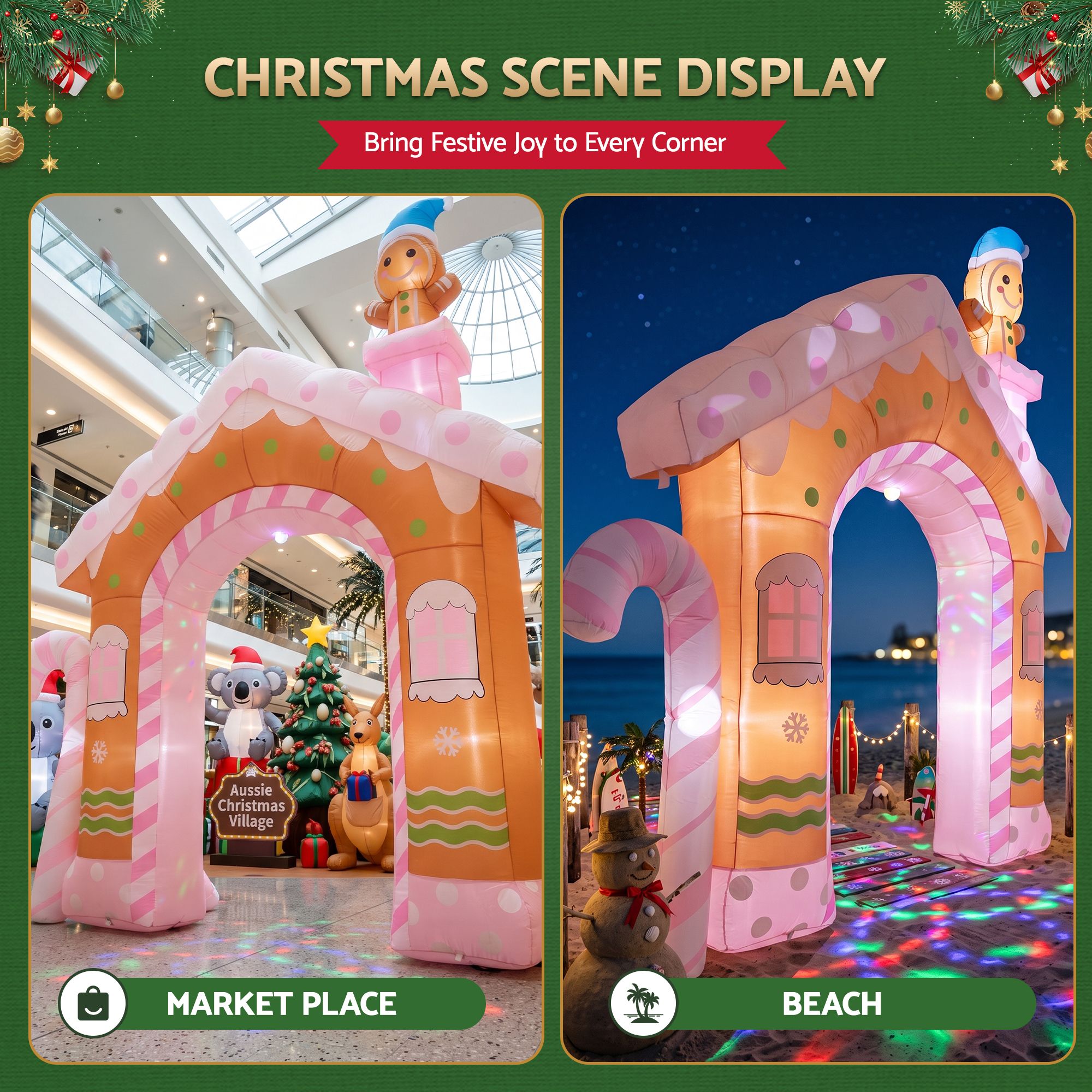 3.2m Gingerbread Archway LED Christmas Inflatable
