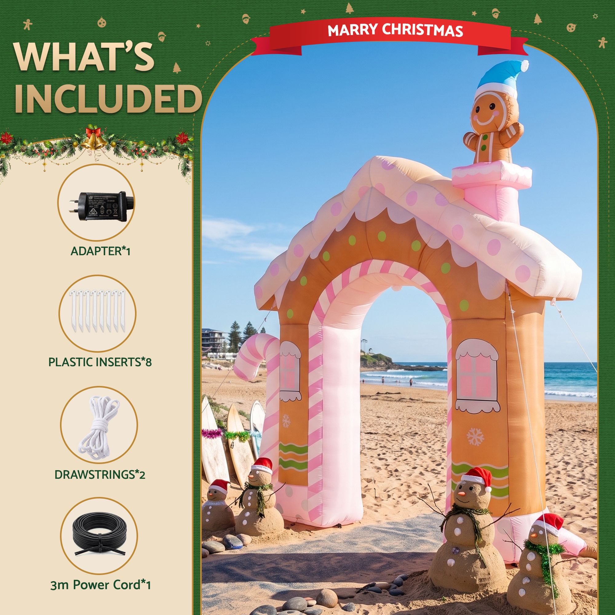 3.2m Gingerbread Archway LED Christmas Inflatable