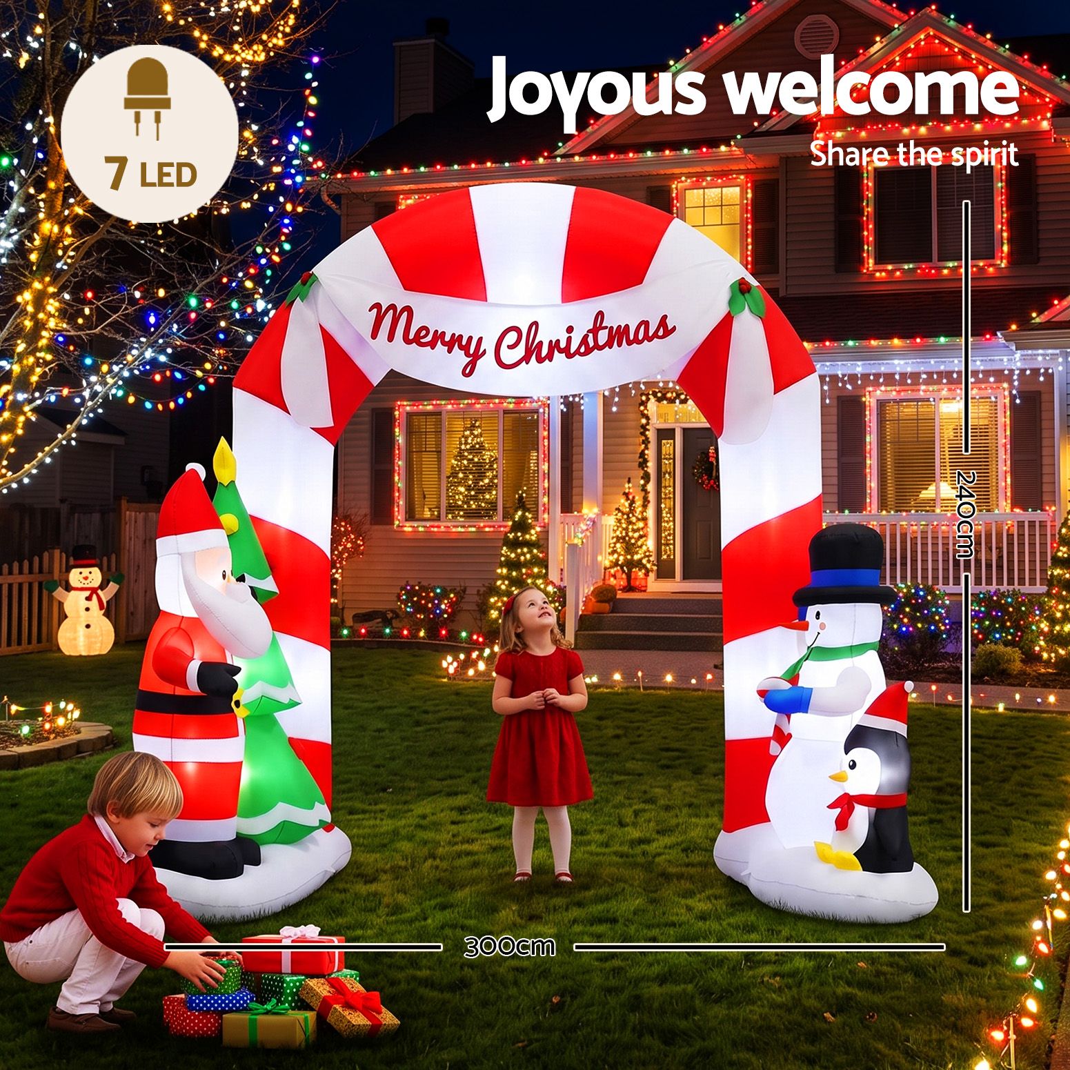 2.4m Merry Christmas Archway LED Christmas Inflatable