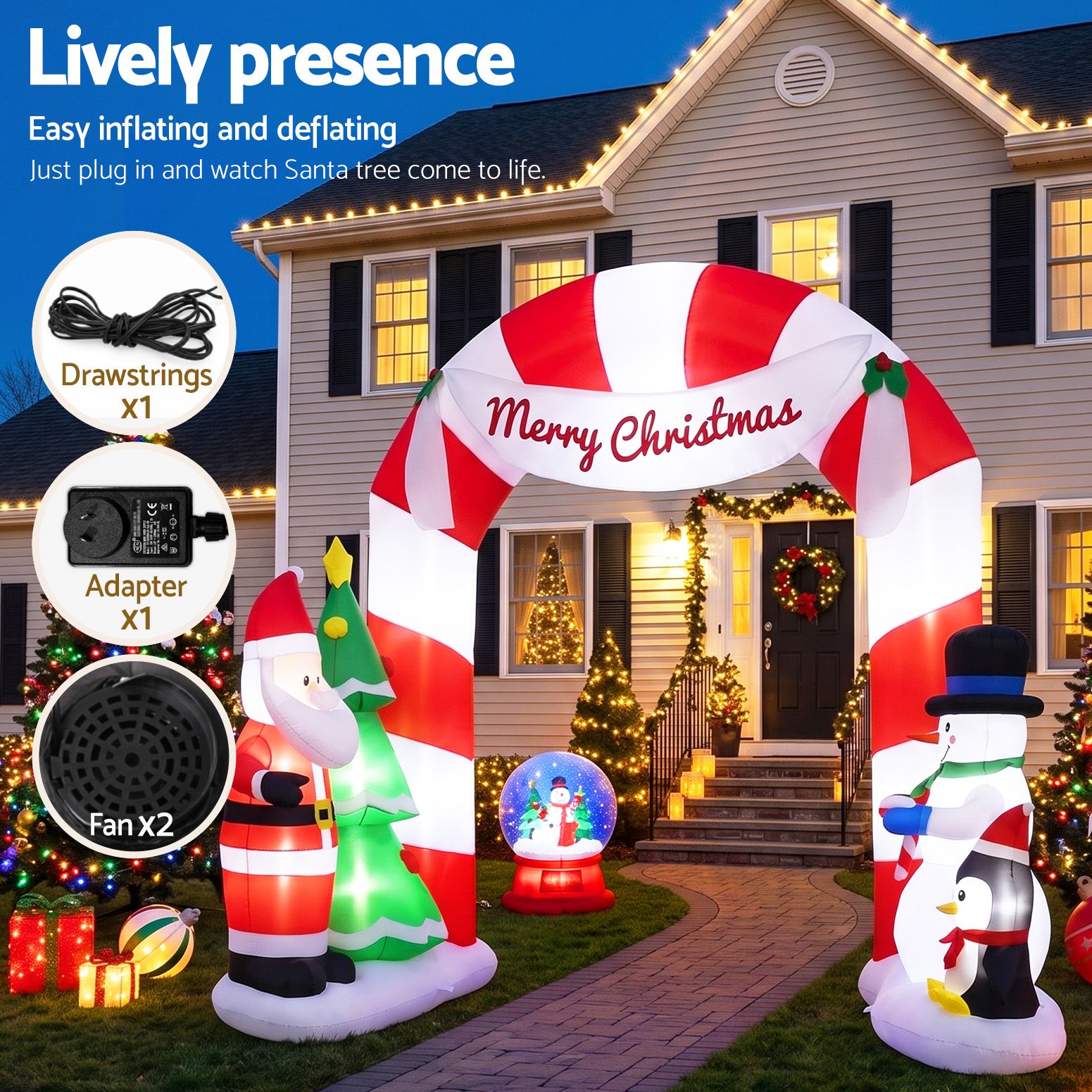 2.4m Merry Christmas Archway LED Christmas Inflatable