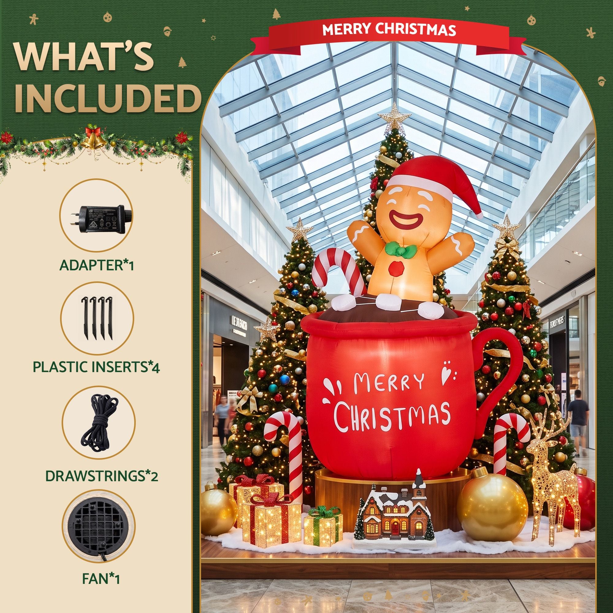 1.9m Gingerbread Cocoa Mug LED Christmas Inflatable
