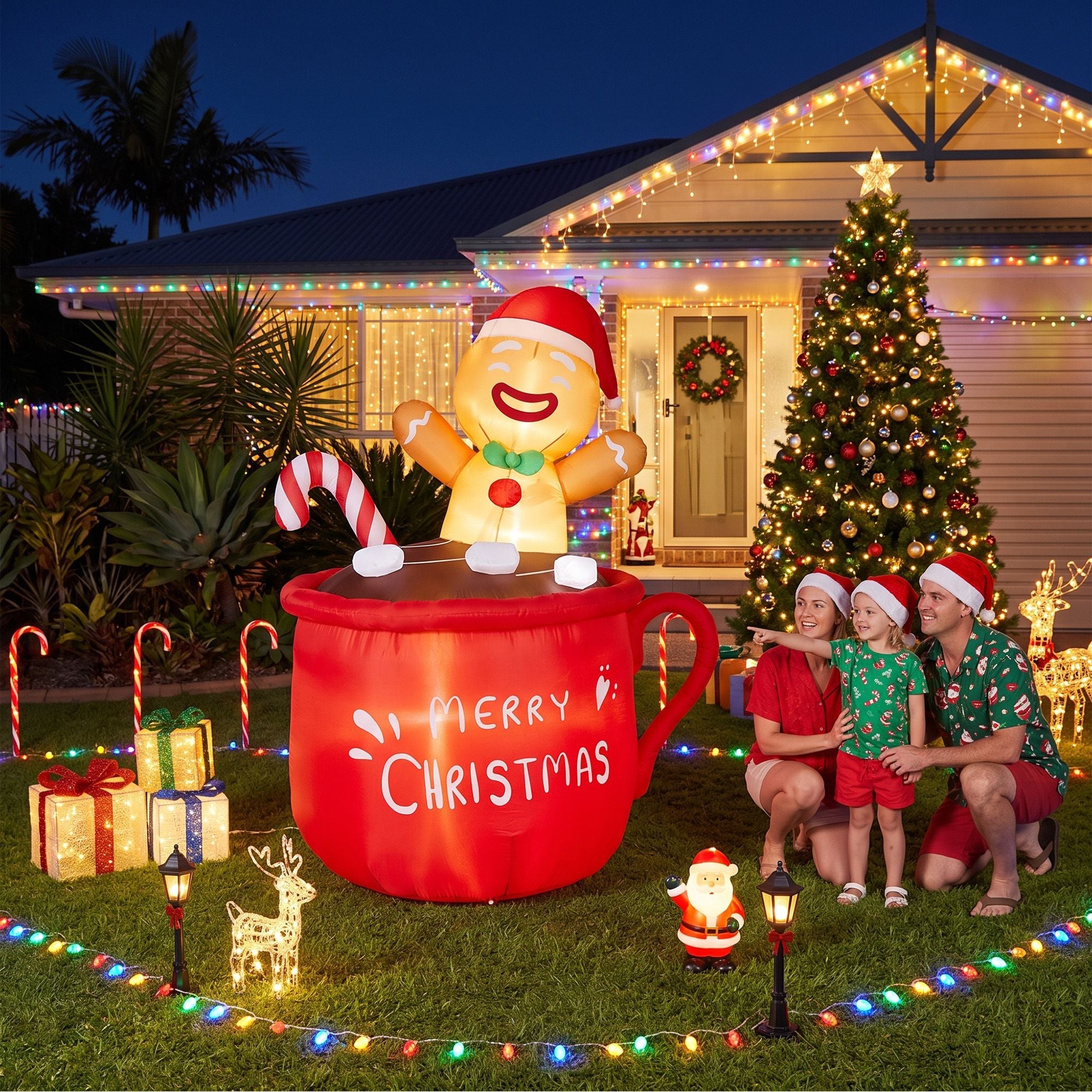 1.9m Gingerbread Cocoa Mug LED Christmas Inflatable