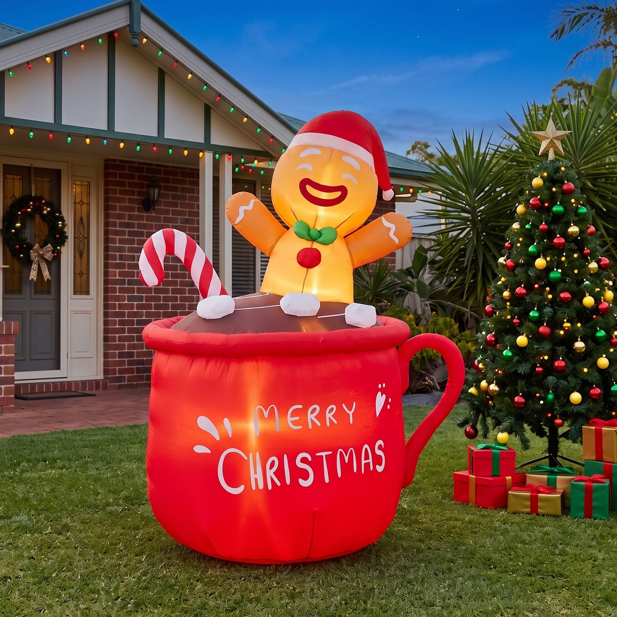 1.9m Gingerbread Cocoa Mug LED Christmas Inflatable