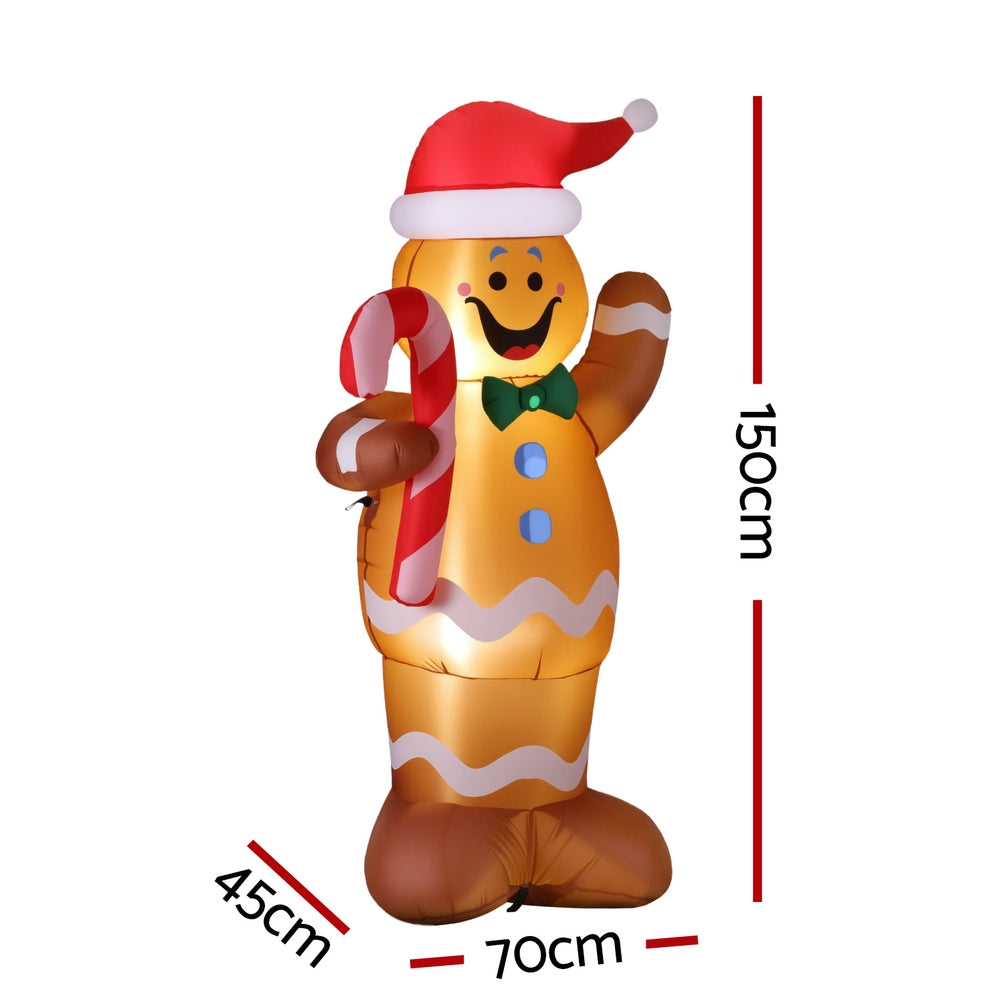 1.5m Gingerbread Man LED Christmas Inflatable - Homecoze