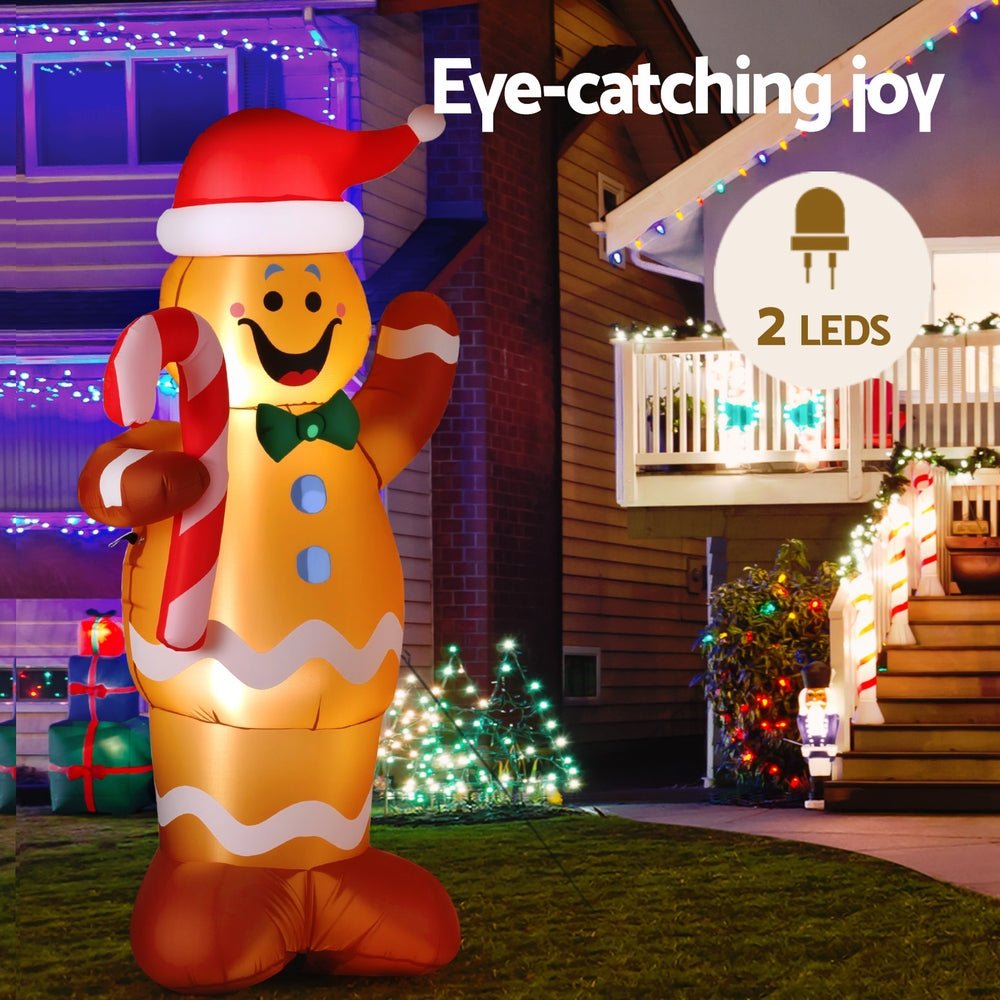 1.5m Gingerbread Man LED Christmas Inflatable - Homecoze