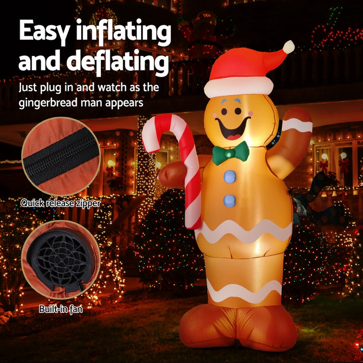 1.5m Gingerbread Man LED Christmas Inflatable - Homecoze