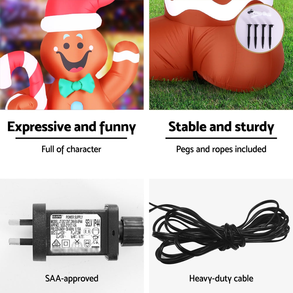 1.5m Gingerbread Man LED Christmas Inflatable - Homecoze