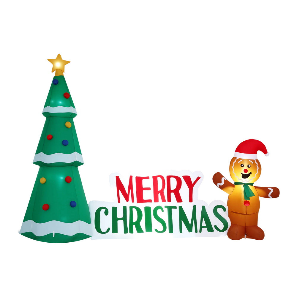 Jingle Jollys Christmas Inflatable Gingerbread Man Tree LED Illuminated Decorations - Homecoze