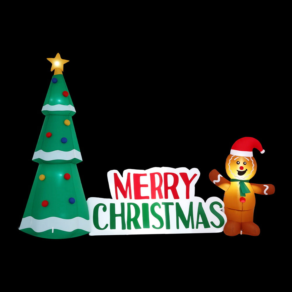 Jingle Jollys Christmas Inflatable Gingerbread Man Tree LED Illuminated Decorations - Homecoze