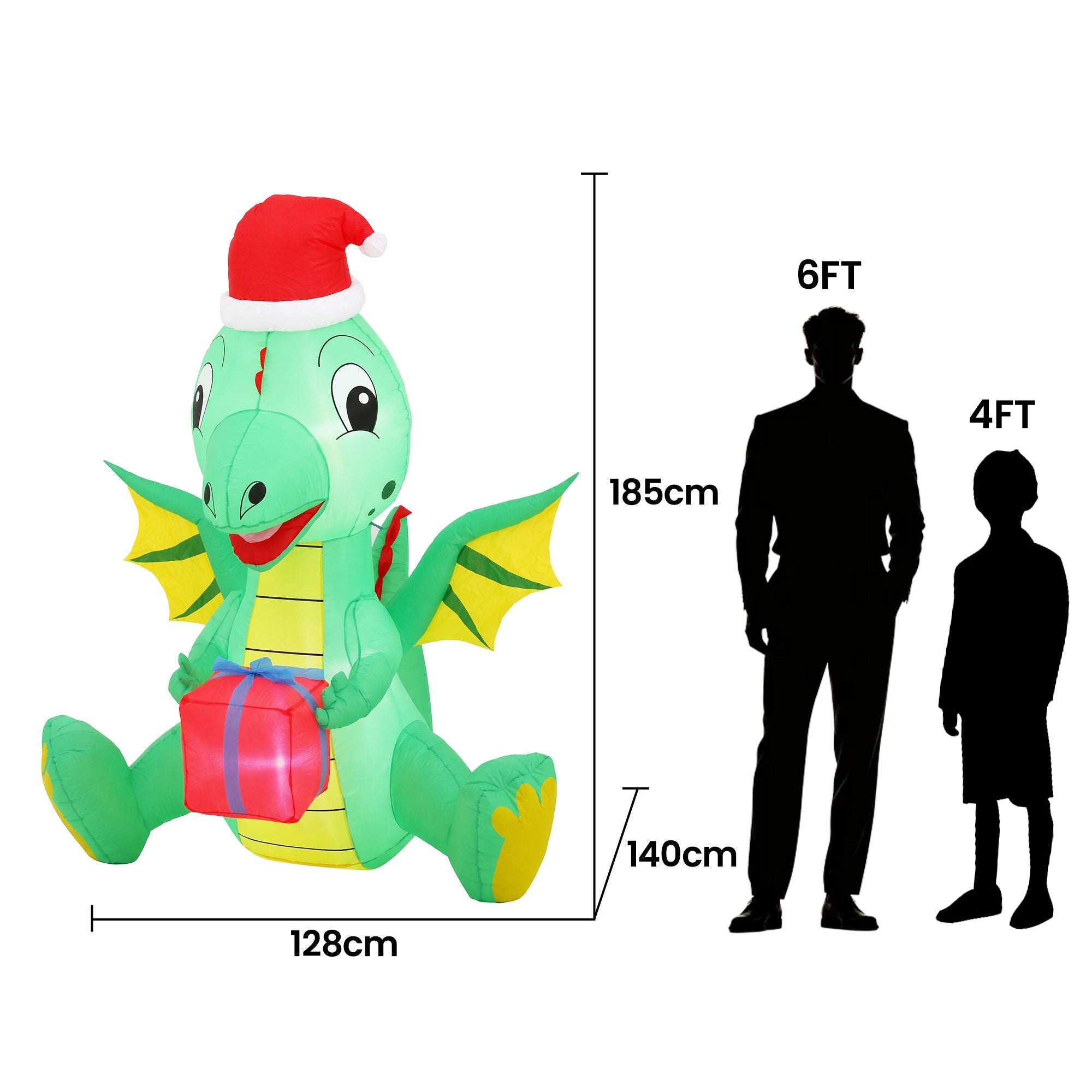 1.8m Festive Dragon LED Christmas Inflatable