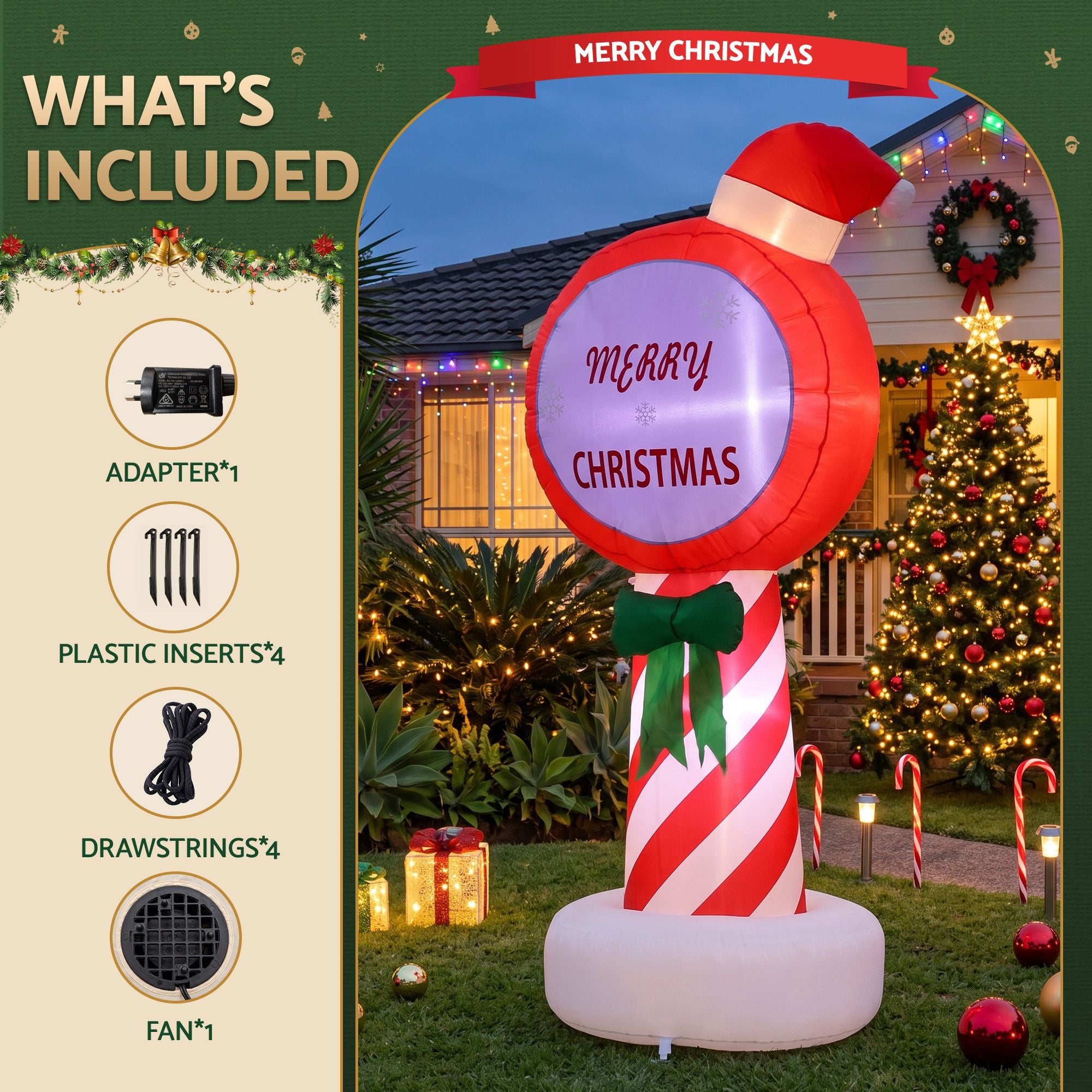 1.8m Merry Christmas Sign LED Christmas Inflatable
