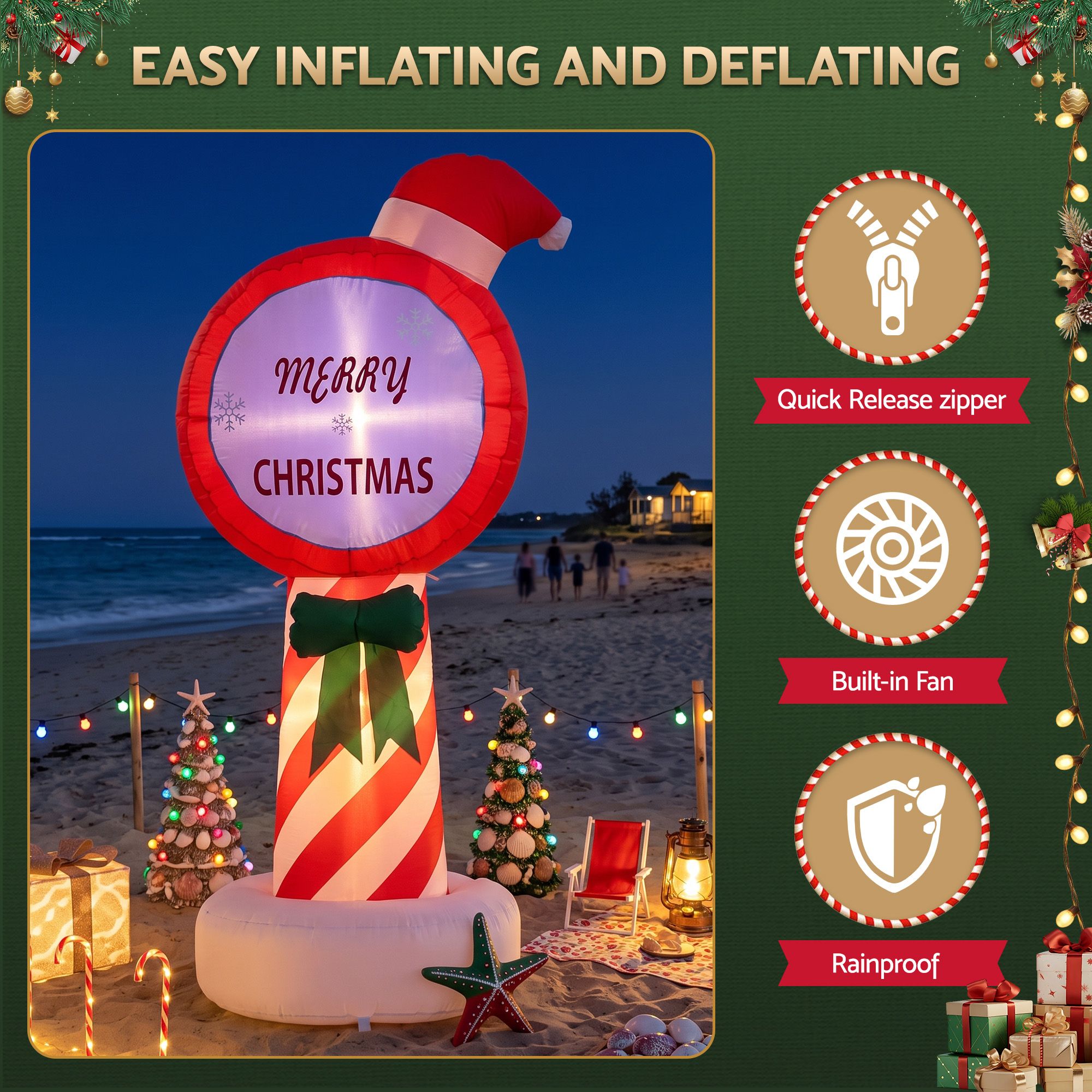1.8m Merry Christmas Sign LED Christmas Inflatable