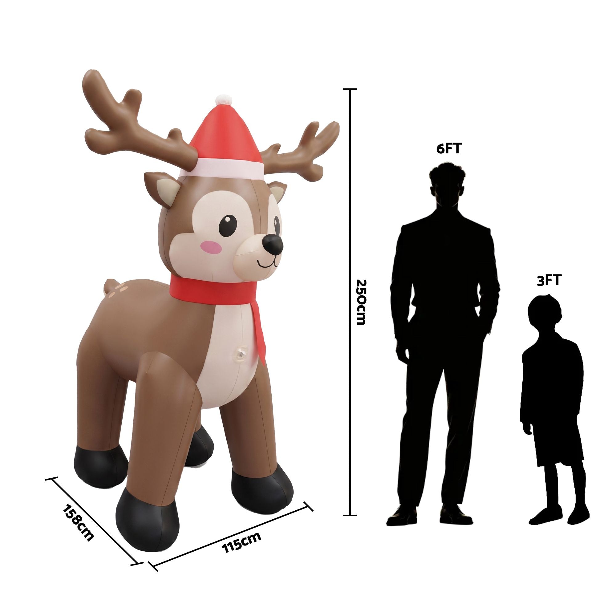 2.5m Reindeer LED Christmas Inflatable