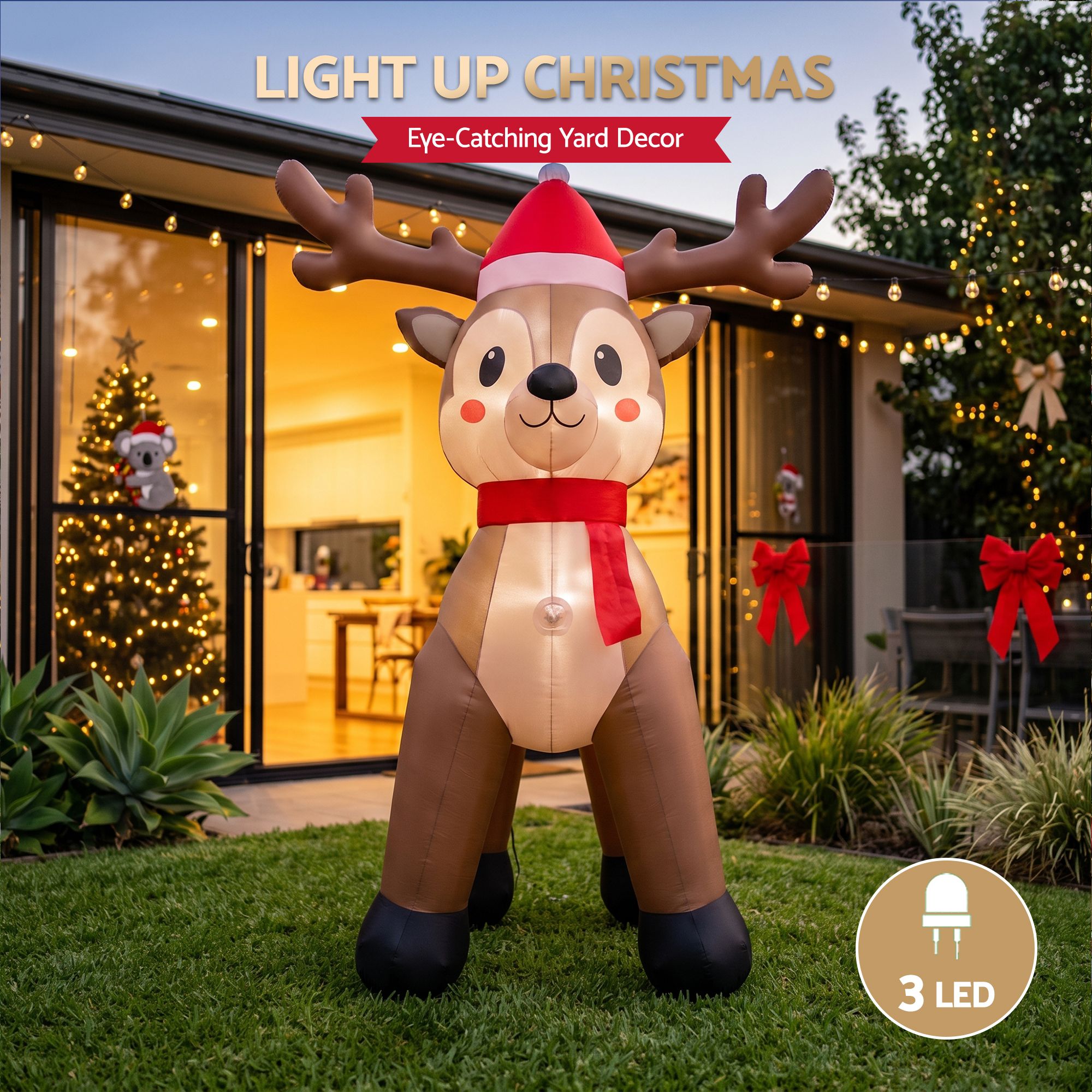 2.5m Reindeer LED Christmas Inflatable