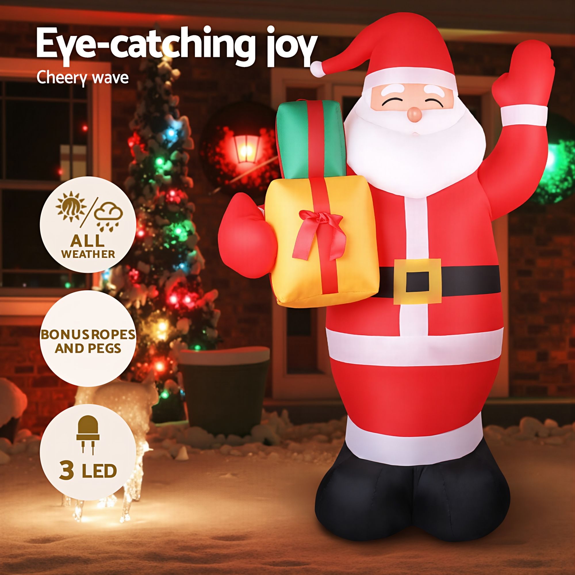 2.4m Waving Santa LED Christmas Inflatable
