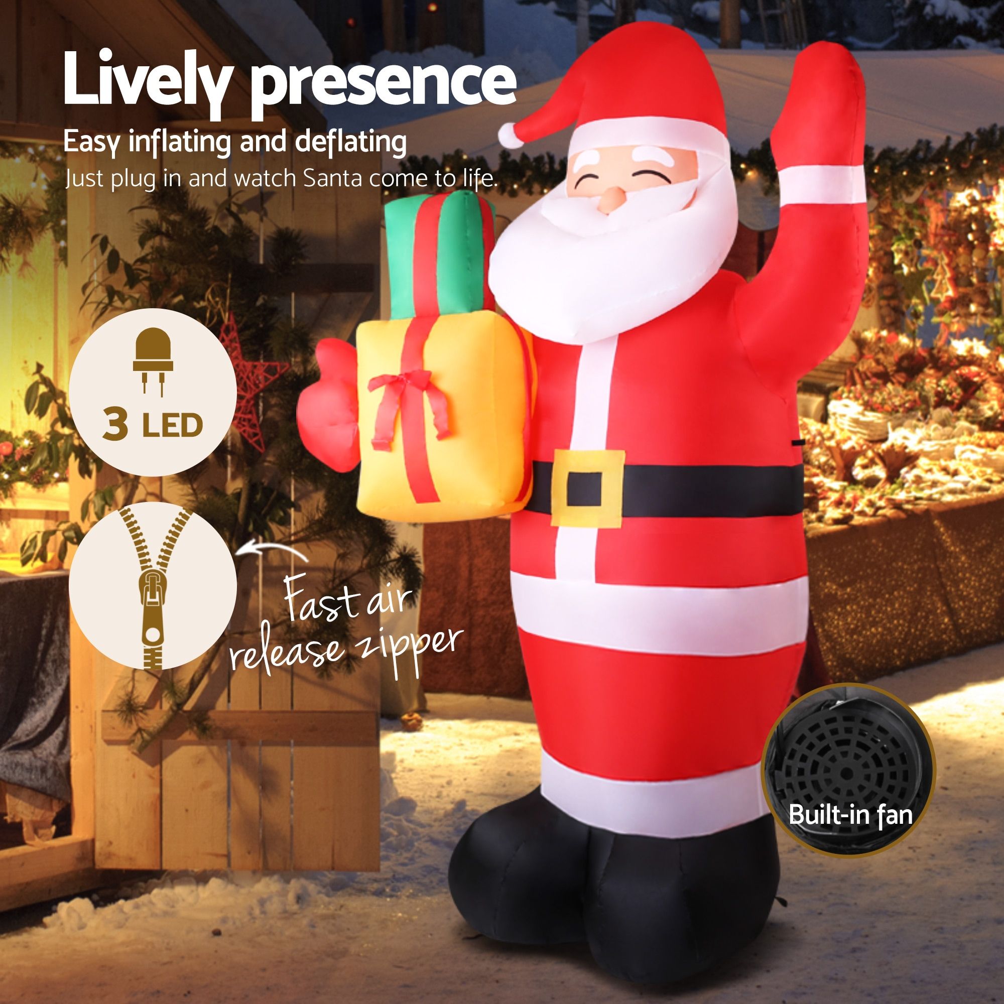2.4m Waving Santa LED Christmas Inflatable