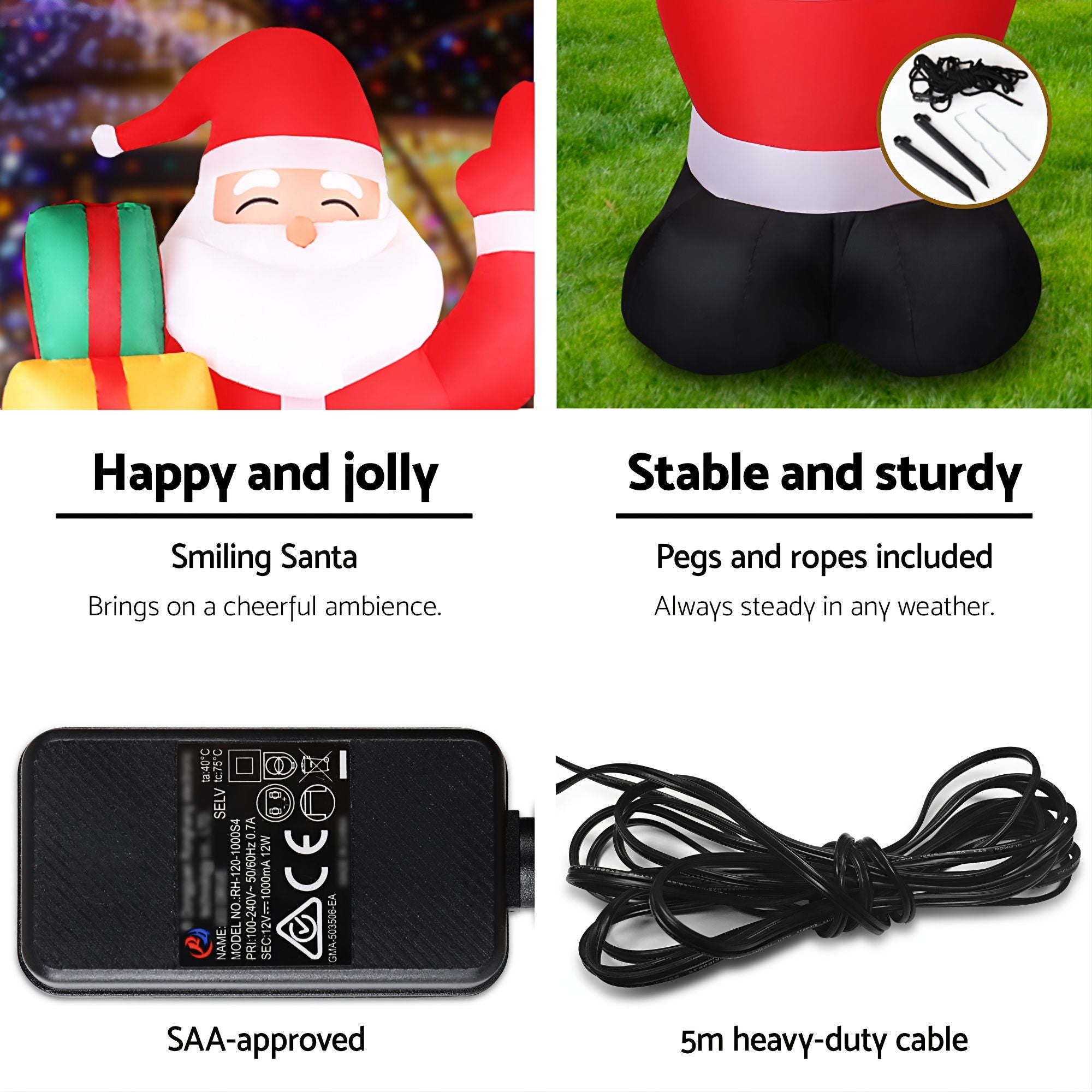 2.4m Waving Santa LED Christmas Inflatable