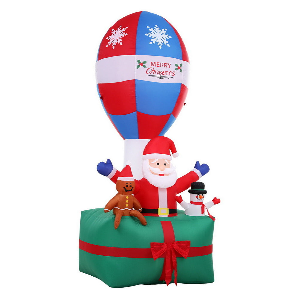 Jingle Jollys Christmas Inflatable Santa in Ballon 2.8M Height LED Decorations Illuminated - Homecoze