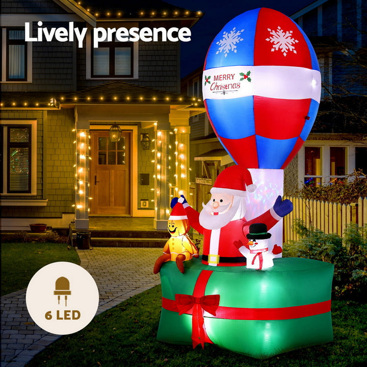 Jingle Jollys Christmas Inflatable Santa in Ballon 2.8M Height LED Decorations Illuminated - Homecoze
