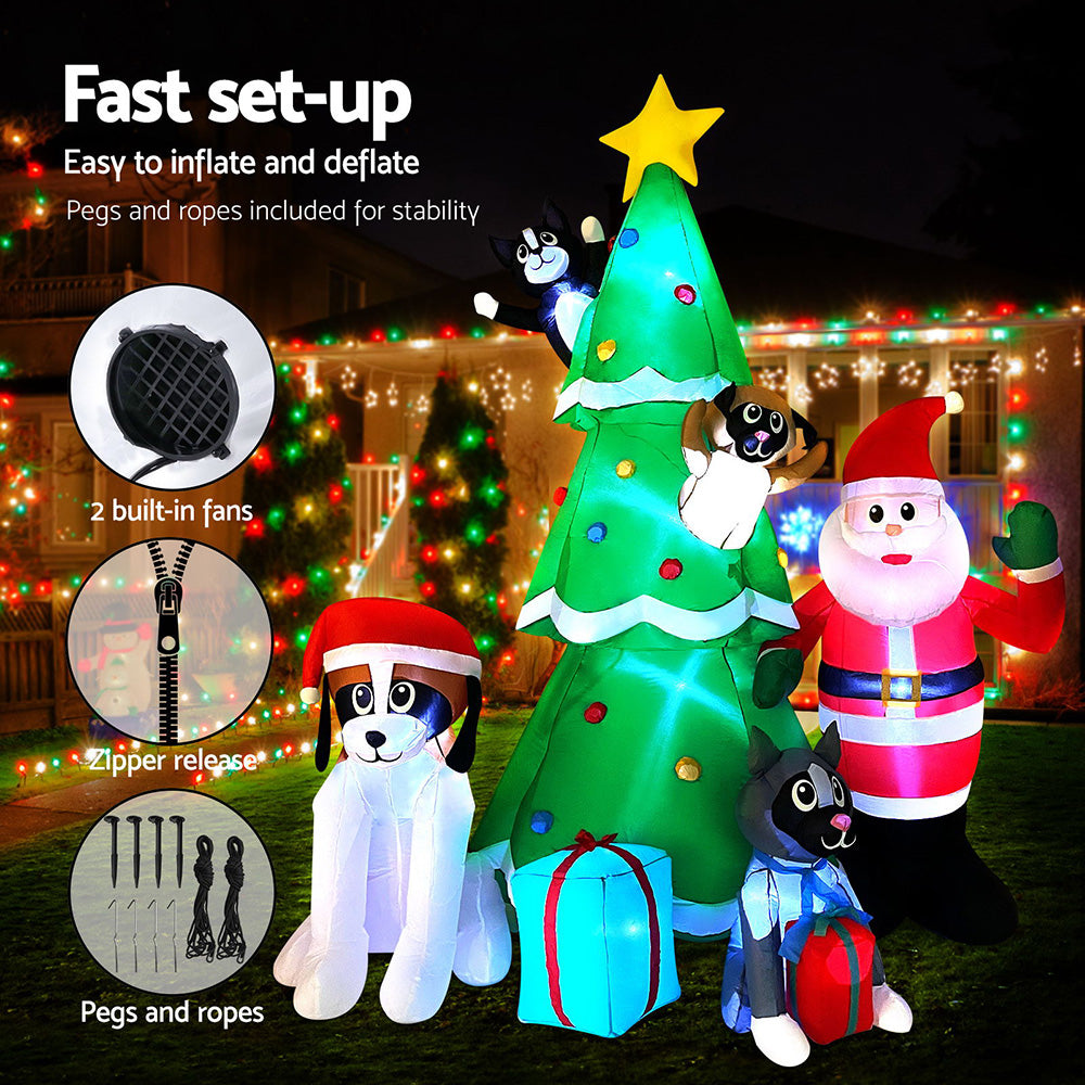 3m Santa's Pets LED Christmas Inflatable