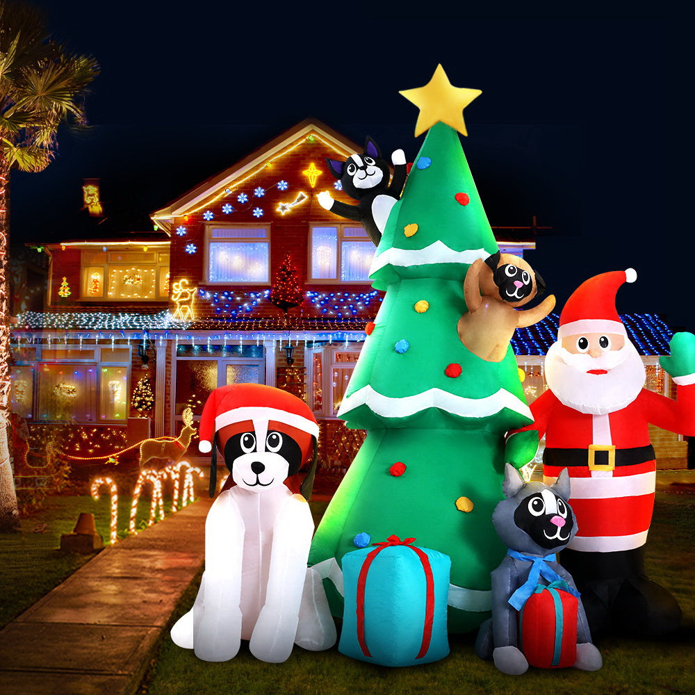 3m Santa's Pets LED Christmas Inflatable