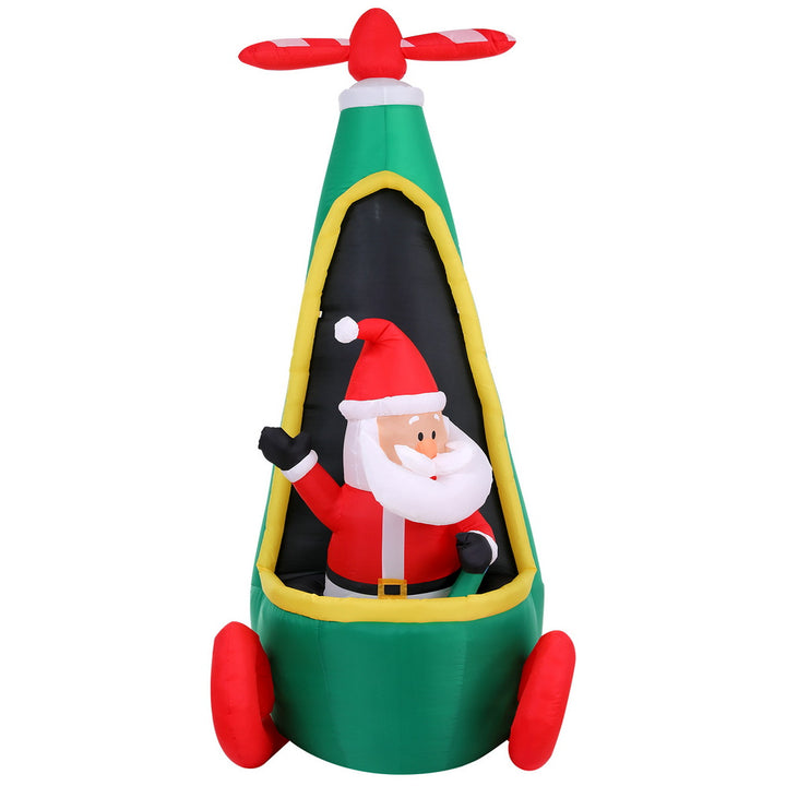 Jingle Jollys Christmas Inflatable Santa in Helicopter 2.55M Height LED Illuminated Decorations - Homecoze