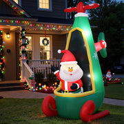 Jingle Jollys Christmas Inflatable Santa in Helicopter 2.55M Height LED Illuminated Decorations - Homecoze