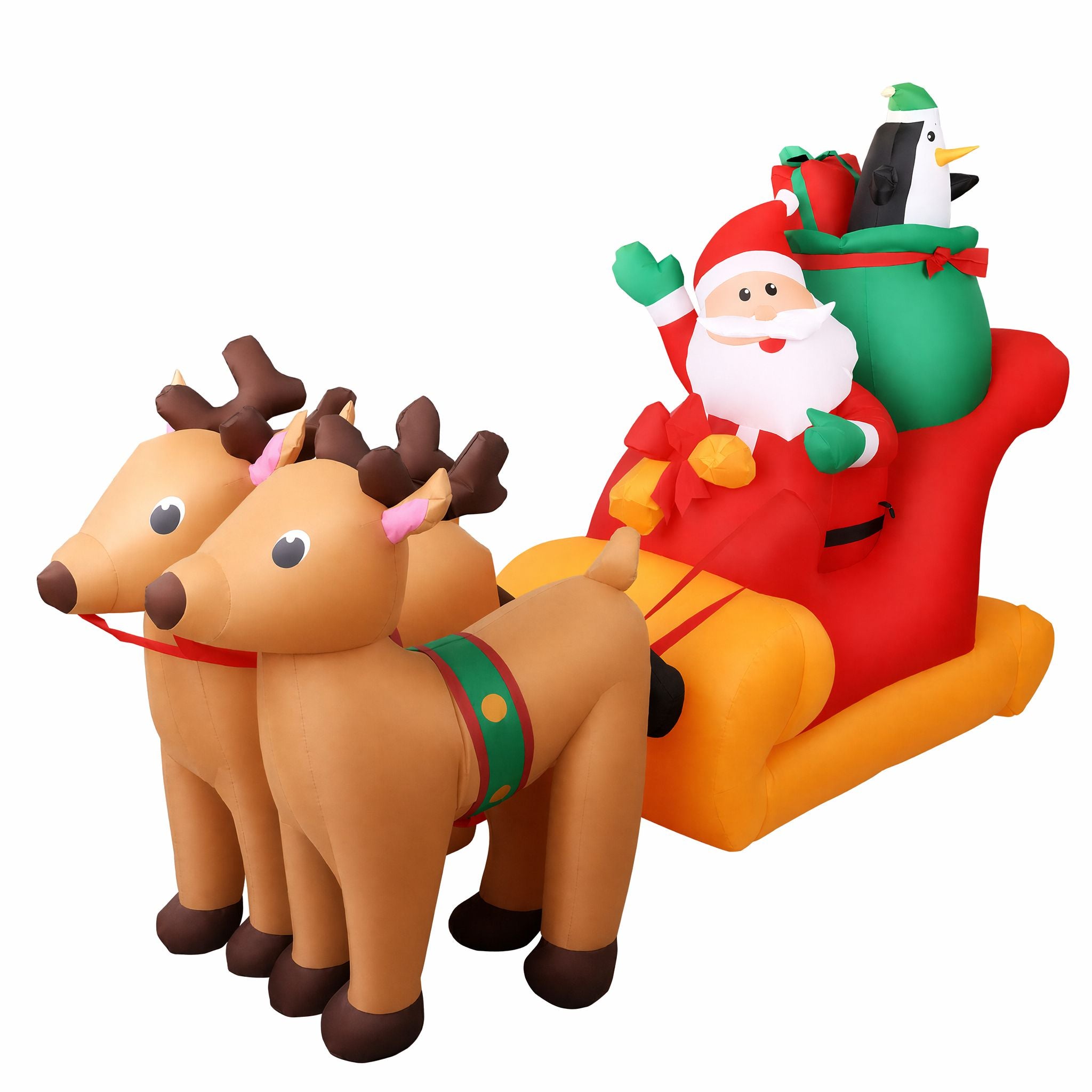 2.2m Santa's Sleigh & Reindeer LED Christmas Inflatable