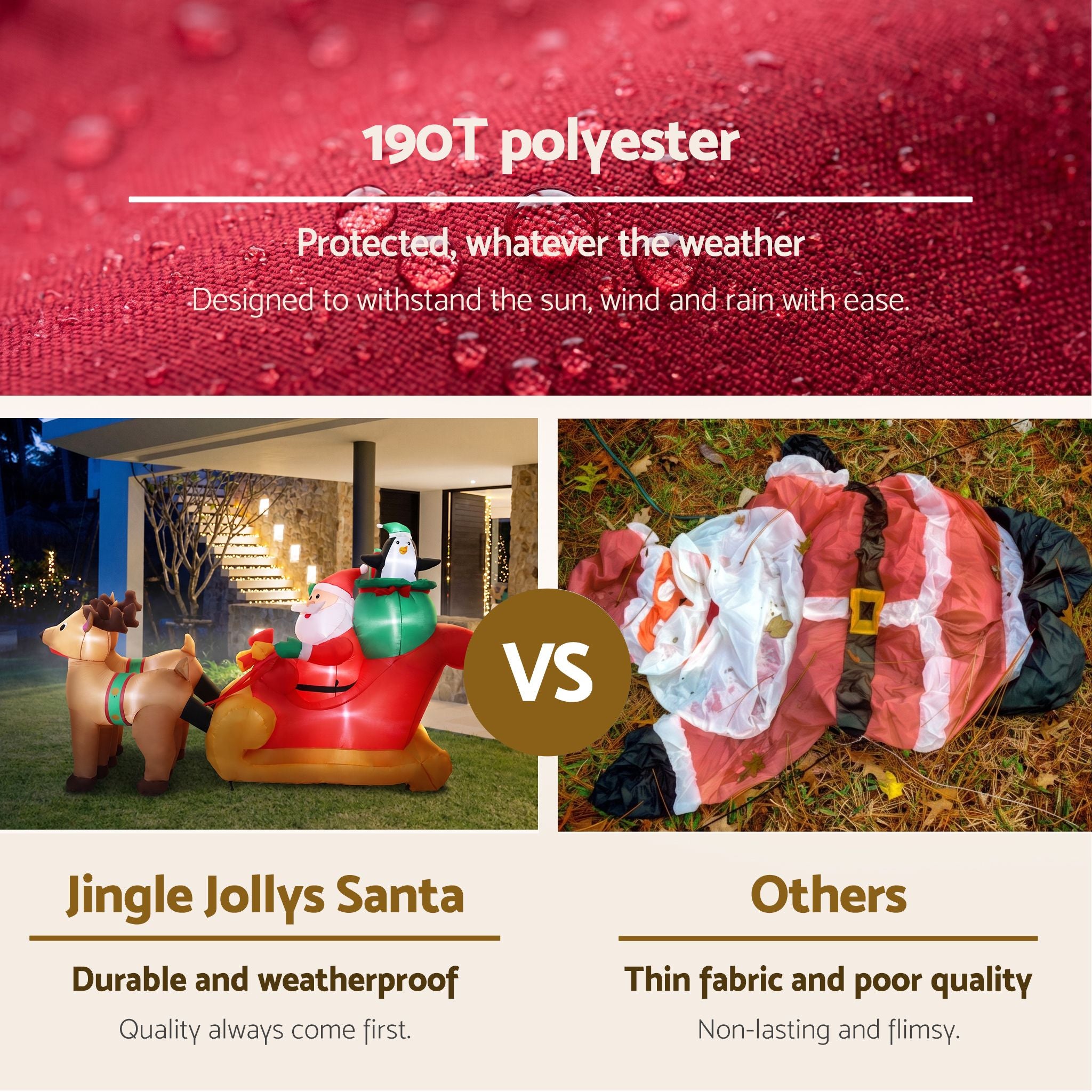 2.2m Santa's Sleigh & Reindeer LED Christmas Inflatable
