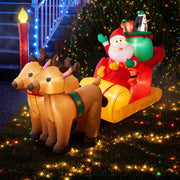 2.2m Santa's Sleigh & Reindeer LED Christmas Inflatable