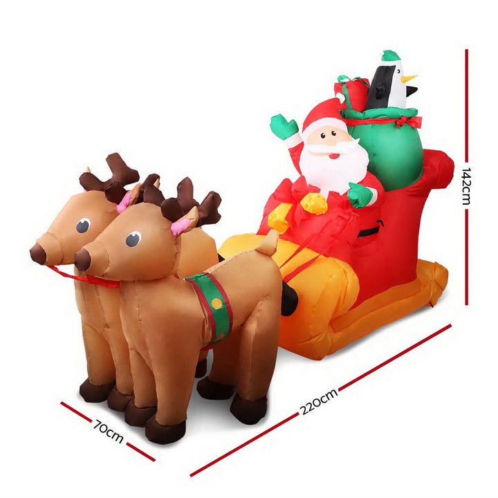 1.4m Santa Sleigh Ride Reindeer Christmas Inflatable