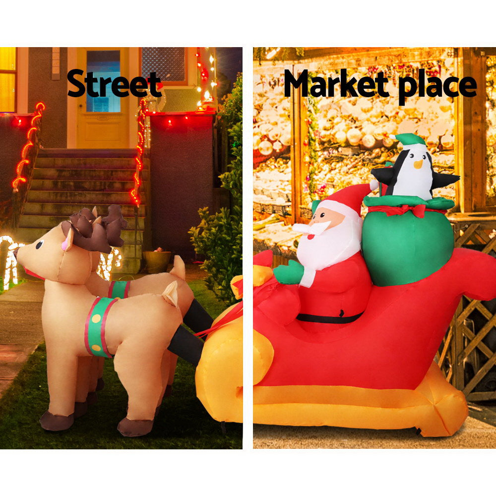 1.4m Santa Sleigh Ride Reindeer Christmas Inflatable